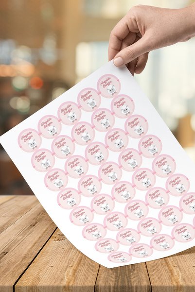 printiks 40 Pieces 5 Cm Welcome Baby Pink Cute Lamb Themed Sticker Label Sticker