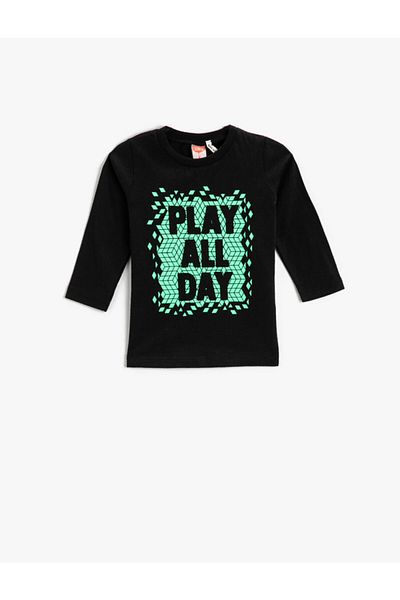 Koton Text Printed Long Sleeve T-Shirt Cotton