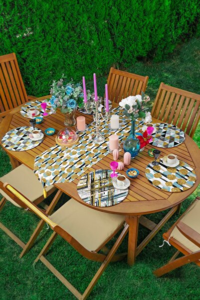 Realhomes 6+1 Geometrijski specijalno dizajnirani zlatni detaljni set supla t...