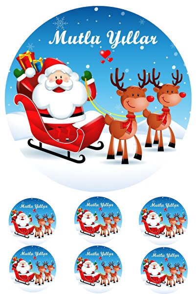 Pasta9 Yenilebilir Pasta Resmi Yılbaşı Pastası Pasta Resmi 6-8-10 Kişilik Pas...