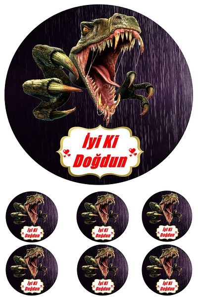Pasta9 Dinosaur Edible Cake Picture Rice Paper Suitable for 6-8-10 Person Cake 16 cm