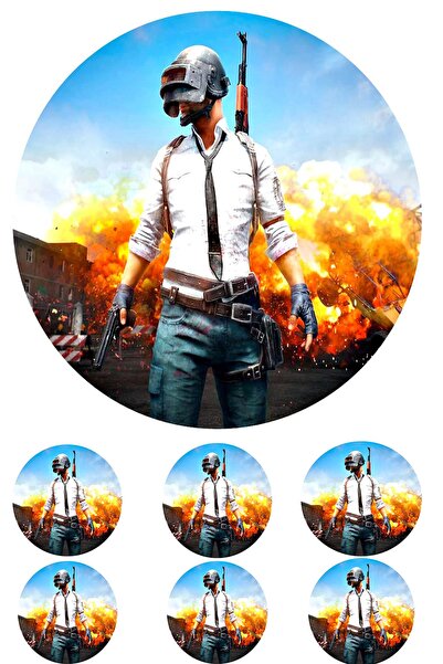 Pasta9 صورة كعكة Pubg الصالحة للأكل من ورق الأرز مناسبة لـ 6-8-10 أشخاص 16 سم