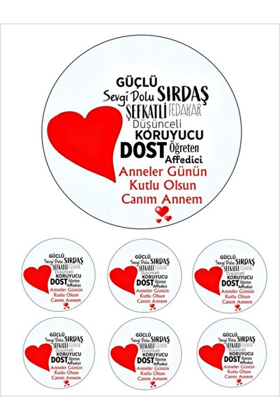 Pasta9 Yenilebilir Pasta Resmi Anneler Günü Için Pirinç Kağıdından 6-8-10 Kiş...