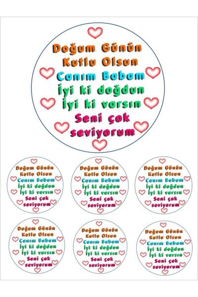 Pasta9 Yenilebilir Pasta Resmi I.doğdun Baba Pirinç Kağıdından 6-8-10 Kişilik...