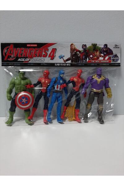 AVENGERS 5 Li Hulk - Spider-man - Captain America - Iron Man - Thanos Figürlü...