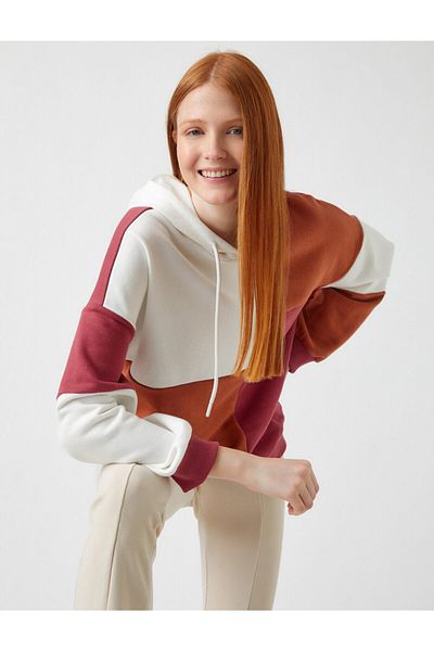 Koton Color Blocked Hooded Sweatshirt