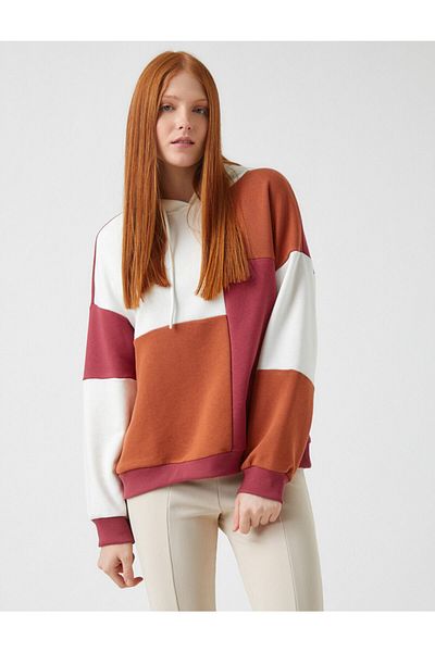 Koton Color Blocked Hooded Sweatshirt