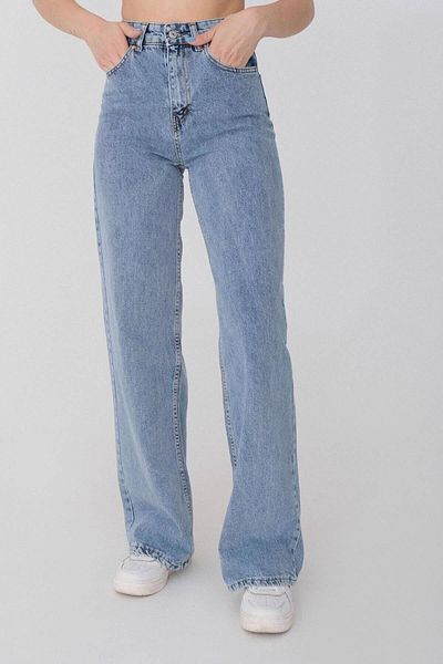 Ramrod Blugi de damă cu buzunar albastru, cu talie super înaltă, cu picioare largi, pantaloni largi din denim cu picioare largi (Lycra)