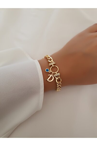 Trendy Butik حجر الزركون خاتم نموذج D حرف وعين الشر سلسلة معلقة سوار