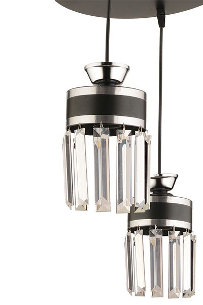 KUZEY AYDINLATMA Eylül 4-Piece Black Chrome Gilded Crystal Stone Pendant Lamp Tray Modern Chandelier