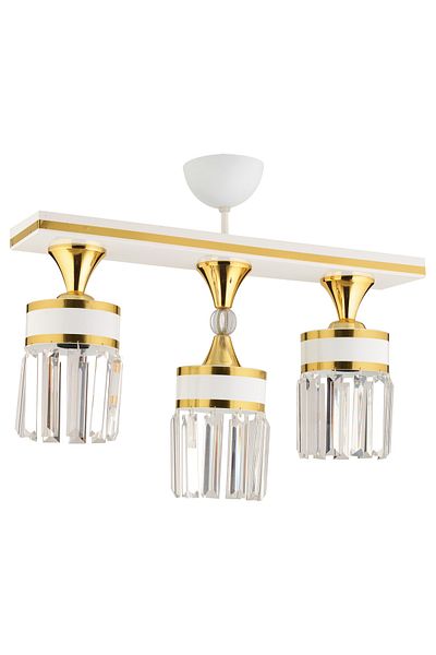 KUZEY AYDINLATMA Deep 3-Piece White Gold Crystal Stone Caka Modern Luxury Chandelier