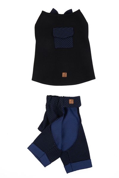 Bi Dolap Ponçik Bi Ponchik Vest Trousers Winter Fabric Midnight Blue Bow Cat Dog Outfit & Vest