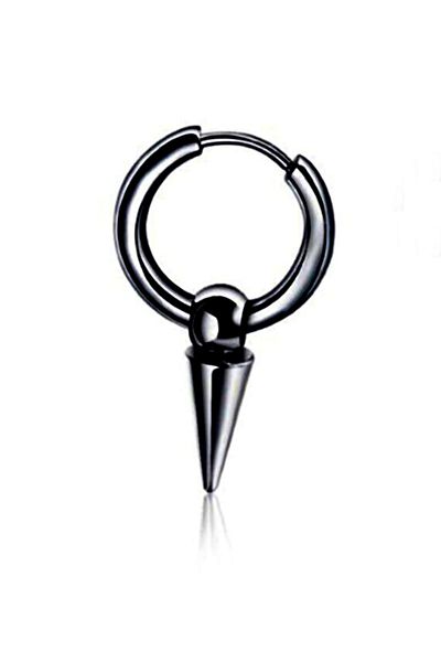 The Collection Unisex Black Spearhead Steel Earrings