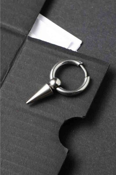 The Collection Unisex Silver Spearhead Steel Earrings