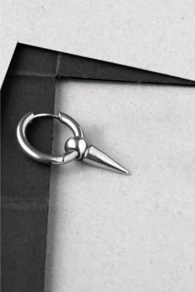 The Collection Unisex Gümüş Mızrak Uçlu Çelik Küpe