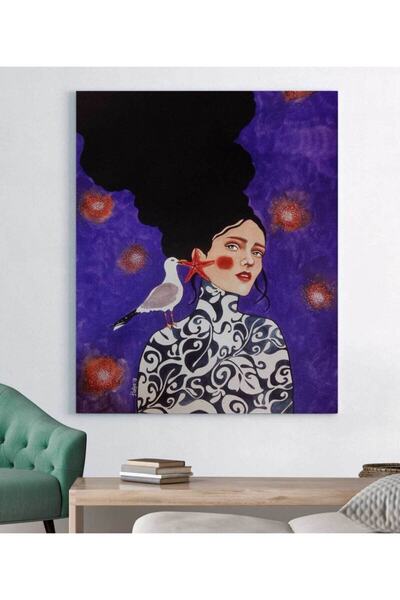 VeraStore Hülya Özdemir-Abstract Colorful Girl Canvas Painting