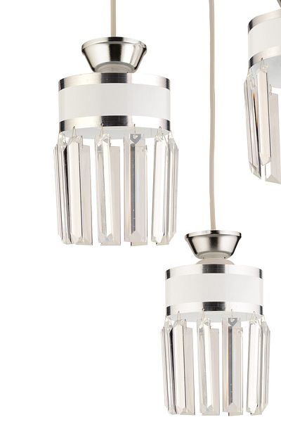 KUZEY AYDINLATMA Eylül 3-Piece Pendant Lamp Tray White Chrome Crystal Stone Gilded Modern Luxury Chandelier