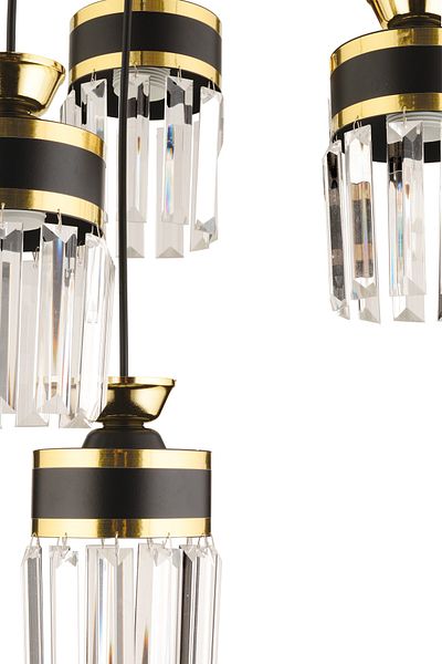 KUZEY AYDINLATMA Eylül 4-Piece Pendant Lamp with Crystal Stones Black Yellow Gilt Modern Luxury Chandelier