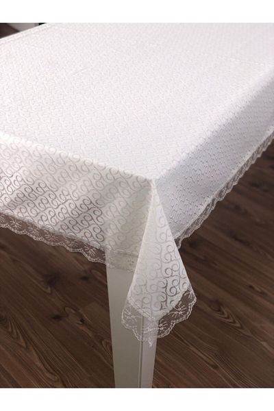 WENESSİ Knitted Patterned Thick Tulle French Lace Tablecloth 160*220