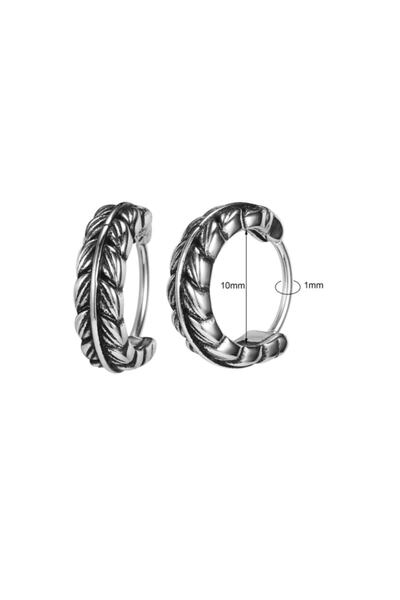 northstarshop Yaprak Modern Tarz Halka Tasarım Geçirmeli Motorcu 316l Erkek Çelik Küpe