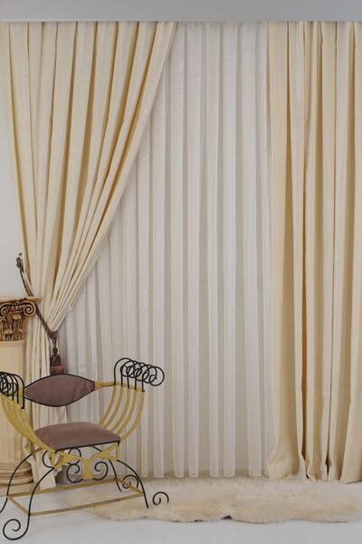 VANESSA PERDE Kendinden Desenli Brokar Ağır Gramajlı Kırışmaz Vanessa Kalites...