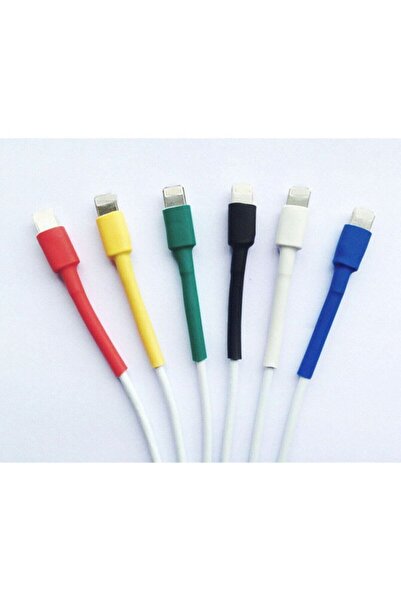 OMAC Kopya - Orjinal Apple Iphone Şarj Kablo Koruyucu 10 Adet 6 Cm 6,4mm (makaron) Beyaz