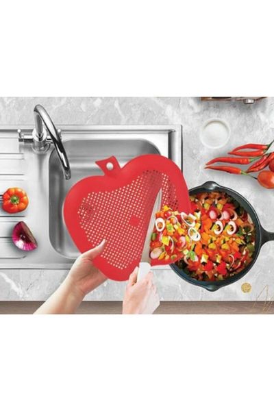 Minty Life Sthe Shops Cutting Board with Strainer ( Pink, yellow, gray)