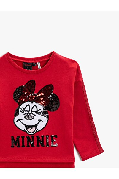 Koton Minnie Mouse Licensed Print pulóver flitteres hosszú ujjú