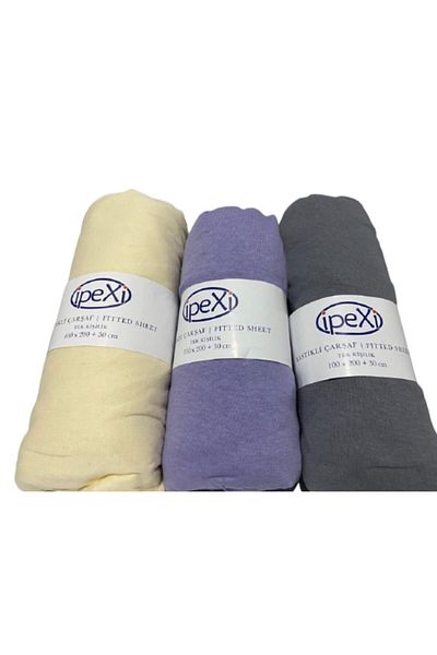 İpexi Single Gray Fitted Sheet (100*200)+30Cm