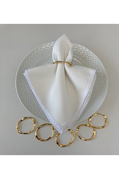 YASTIKMİNDER Keten 6 Adet Dantel Çerçeveli Peçete 3 Adet Mat 3 Adet Parlak Al...