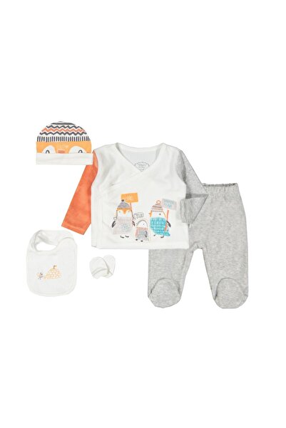 Tongs Baby 5 Piece Unisex 100% Natural Orange Penguin Family Patterned Newbor...