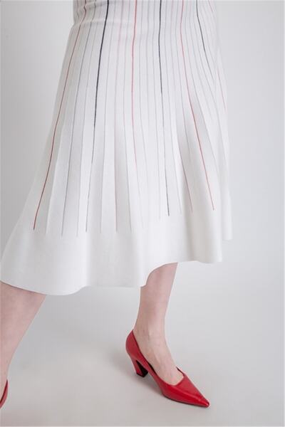 rue Ecru Striped Knitwear Skirt