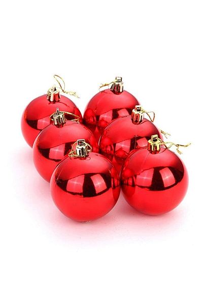 Happyland 6-Piece Cici Ball Christmas Tree Ornament Red 6 Cm