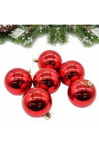 Happyland 6-Piece Cici Ball Christmas Tree Ornament Red 6 Cm