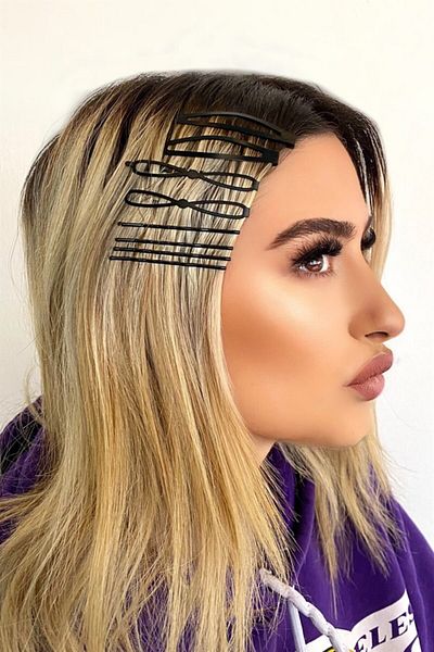 TAKIŞTIR مجموعة مشبك جانبي على شكل فيونكة سوداء اللون