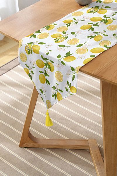 Nish & Royal Realhomes Lemon Patterned Spring Colors Digital Printed Modern Runner