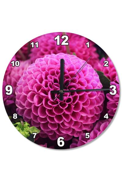 Generic Brand 50 cm Diameter Pink Flower Wooden Wall Clock