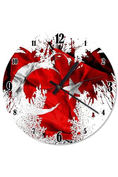 Generic Brand 30 cm Diameter Eagle and Turkish Wall Clock