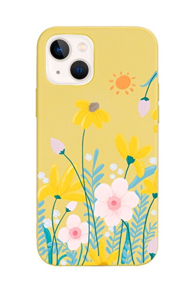 Spoyi Iphone 13 Uyumlu Spring Tasarımlı Sarı Lansman Telefon Kılıfı