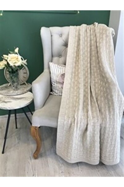 Ocean Cream Gold Glitter Knitwear Sofa Blanket