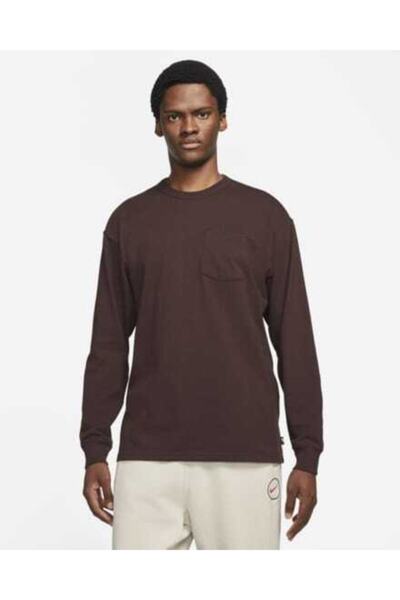 Nike Sportswear Premium Essentials Long-sleeve M90 Pocket Kahverengi Erkek Sweatshirt