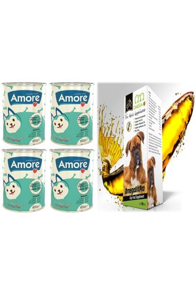 Omegavitpro Somon Balık Yağı 100ml + Puppy Kuzu Etli Yavru Köpek Konservesi 4x400g