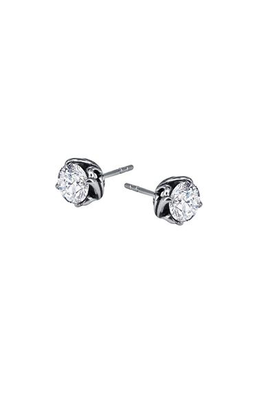 northstarshop White Zircon Stone Vintage Boutique Design Men's 316L Steel Earrings with Nails (Pair)