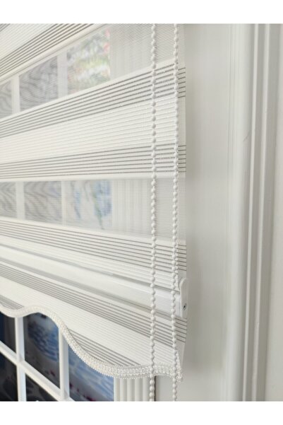 ypyeniperde Simli Renkli Micro Plise Zebra Perde Beyaz Gri