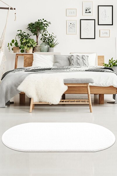 SERİA HALI Oval Yumuşak Peluş Post Yıkanabilir Kaymaz Taban Tavşan Tüyü Halı Yolluk En 60 Cm