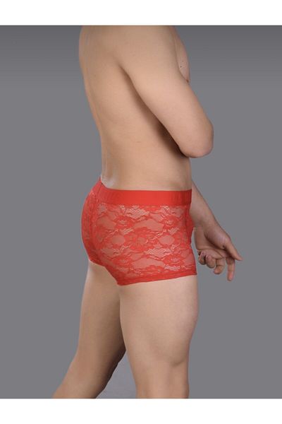 COTBOXER Men's Red Lace Fancy Boxers