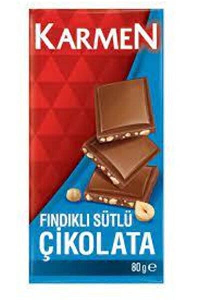 Karmen Fındıklı Sütlü Tablet Çikolata 80 Gr