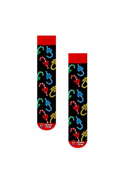 Vitamin Çorap Christmas Candy Cane Colored Socks