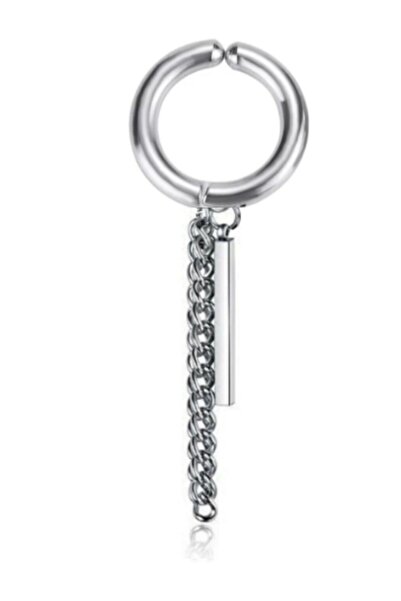 TakıConcept Deliksiz Sıkıştırmalı Sallantı Çelik Erkek Halka Küpe