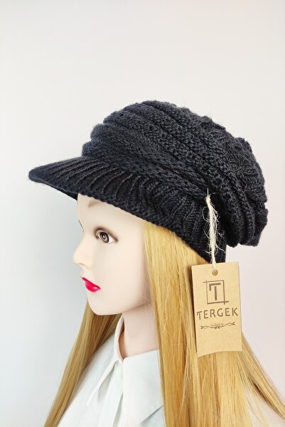 Tergek قبعة شتوية محبوكة محبوكة باللون الأسود